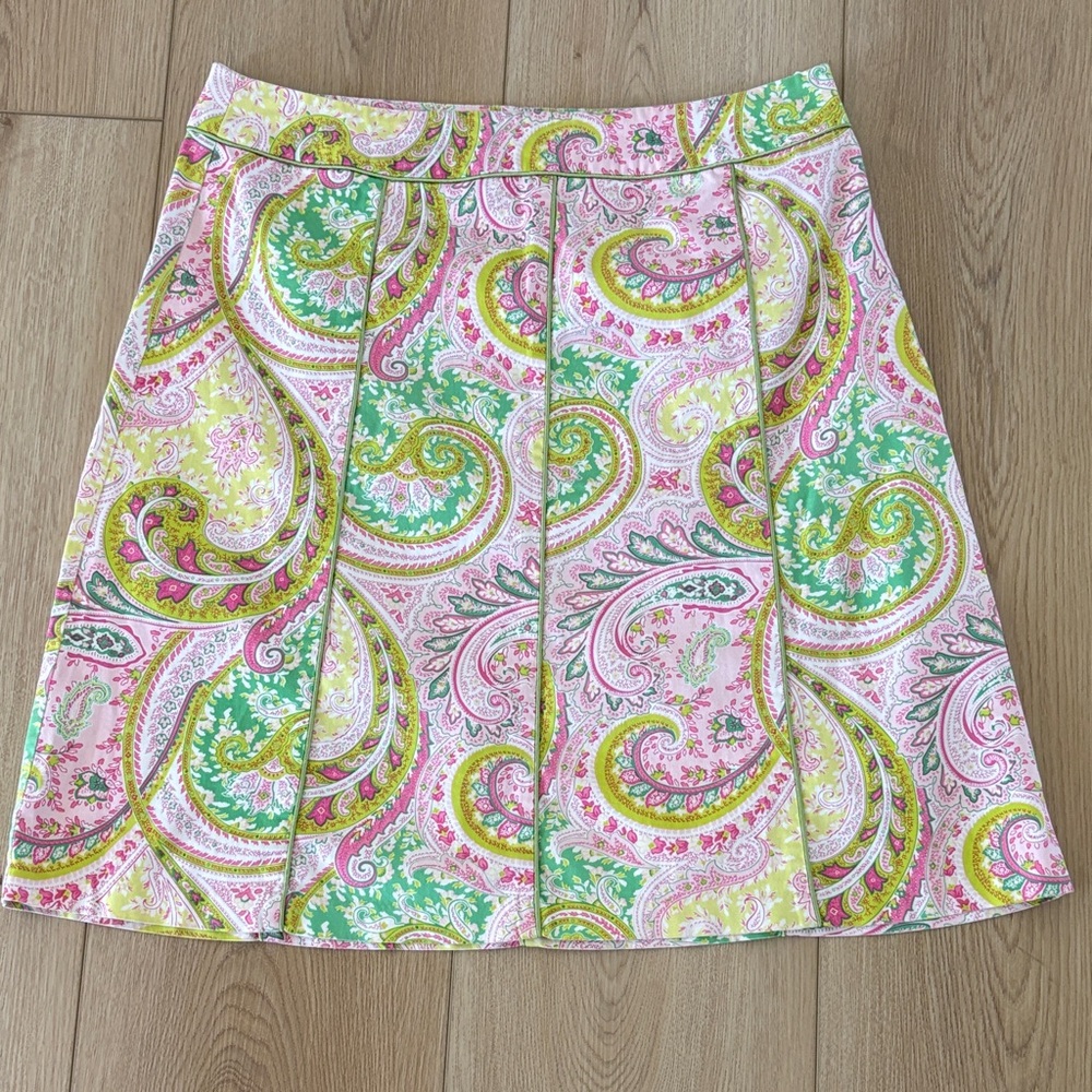 Chadwick’s Of‎ Boston A-Line Paisley Print Preppy Skirt in Pink & Green Size 14
